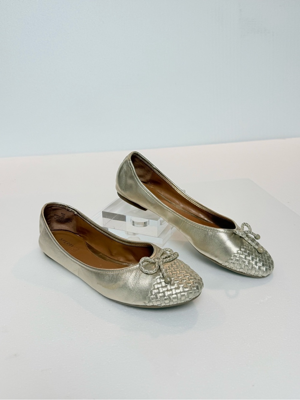 Maya Metallic Silver Woven Toe Ballet Flats